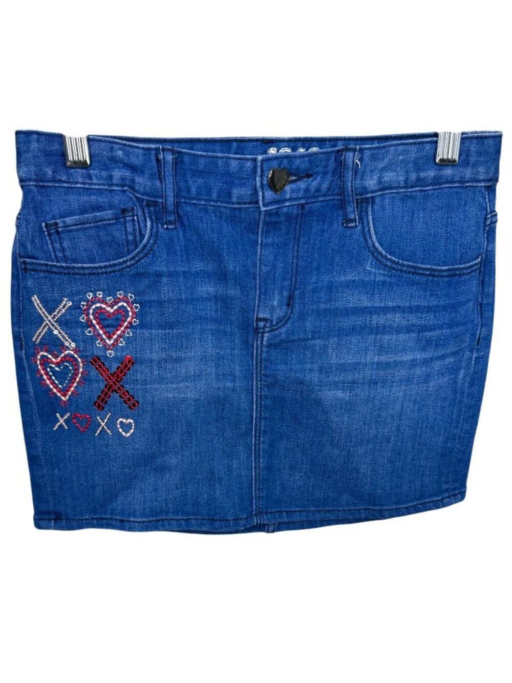 Gap Kids 1969 Heart Embroidered Denim Skirt Size 14